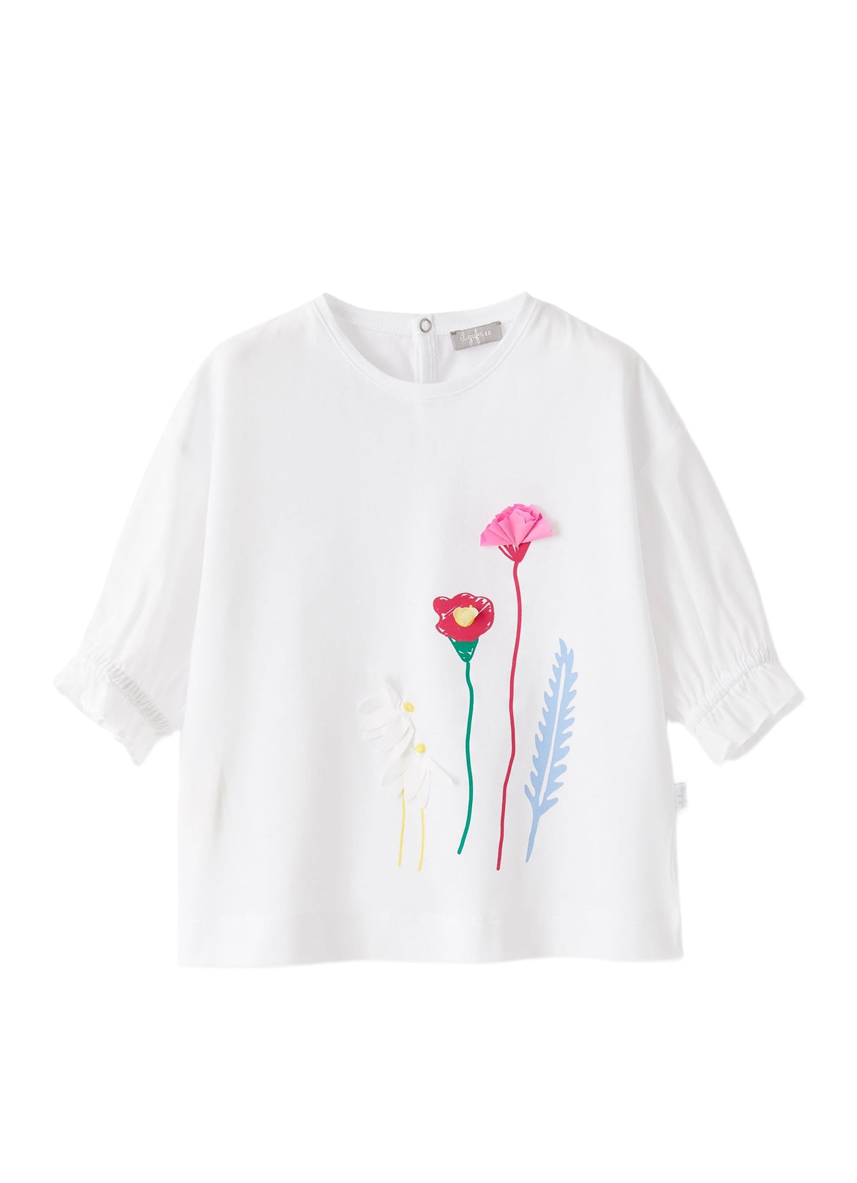 T-Shirt In Jersey Con Ricamo Fiori
