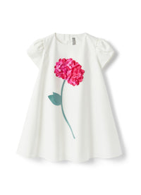 Vestito In Raso Di Cotone Con Fiore