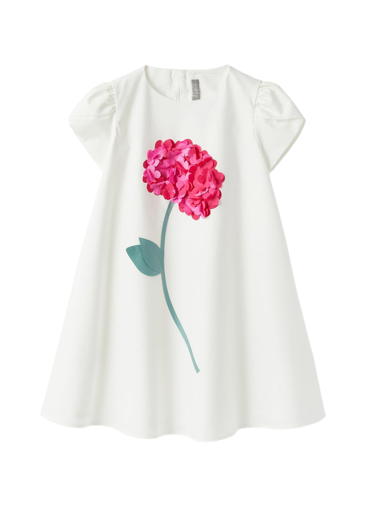 Vestito In Raso Di Cotone Con Fiore