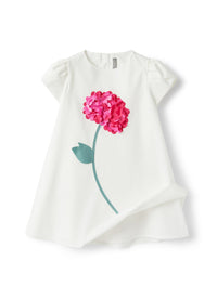 Vestito In Raso Di Cotone Con Fiore