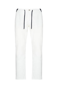 Ribbed silk blend trousers - White & Blue