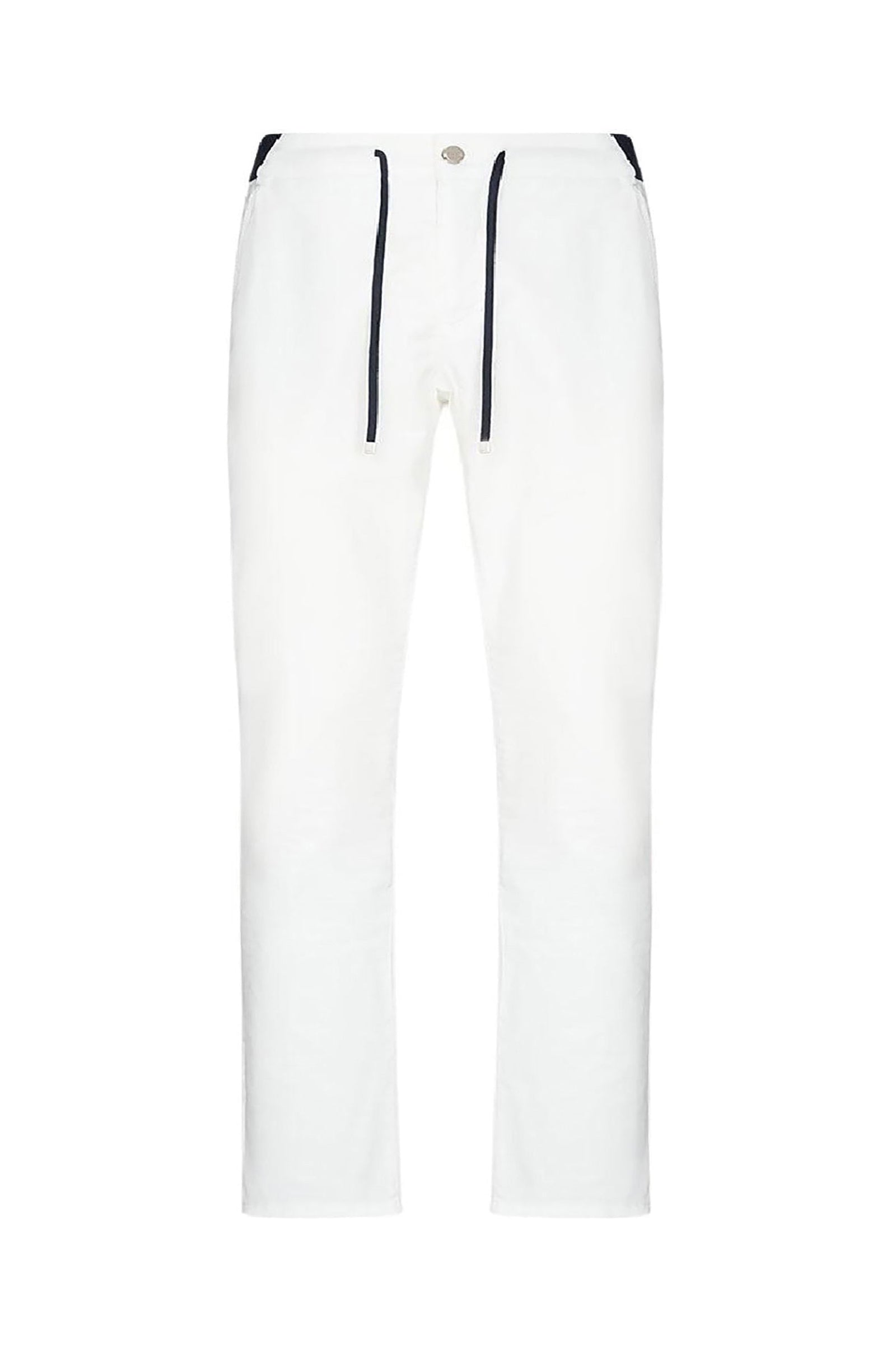 Ribbed silk blend trousers - White & Blue