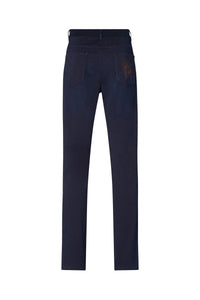 Jean droit à broderie - Bleu