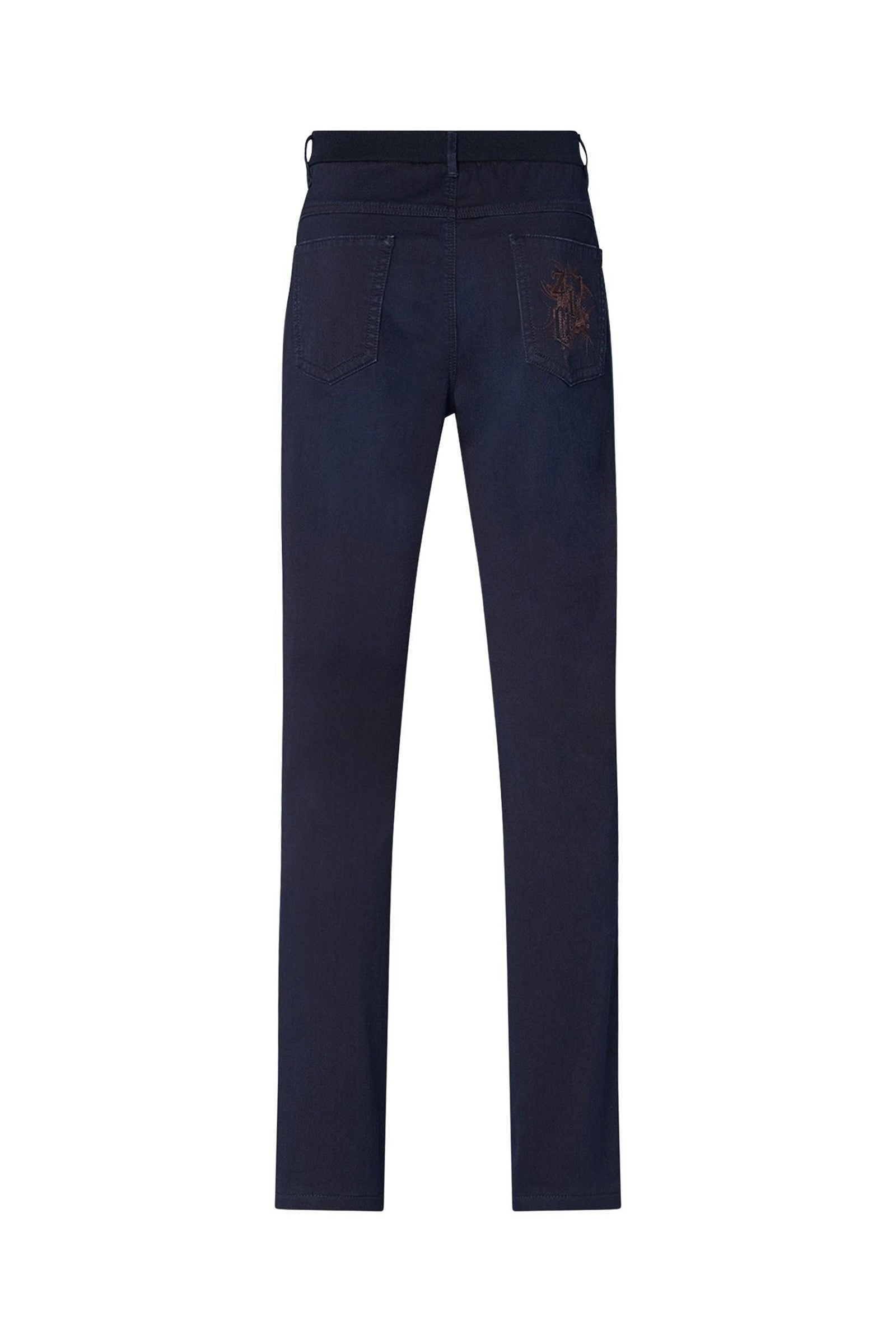 Jean droit à broderie - Bleu