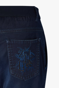 Jean à broderie sur poche - Bleu