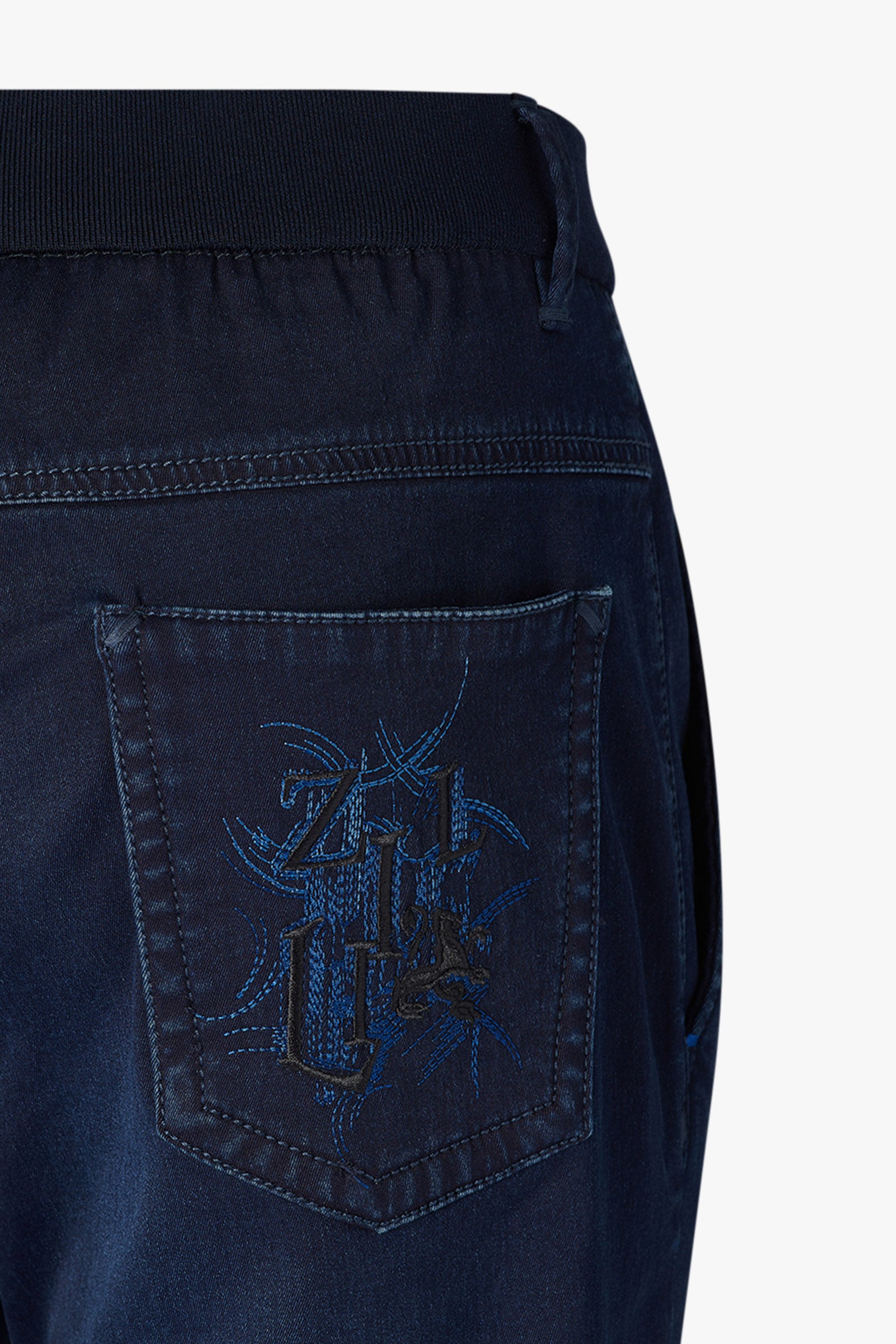 Jean à broderie sur poche - Bleu
