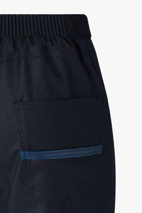 Pantalon à taille côtelée en laine - Bleu
