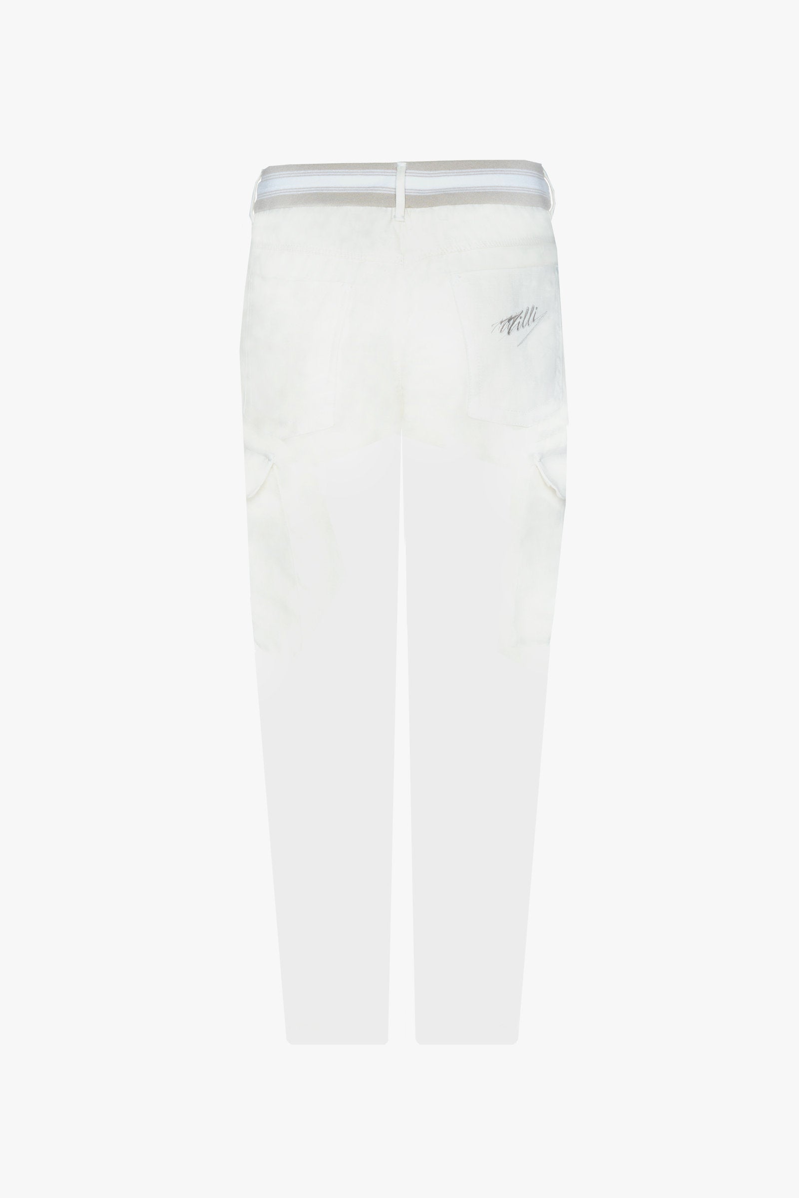 Linen and silk patch pocket cargo trousers - Ecru