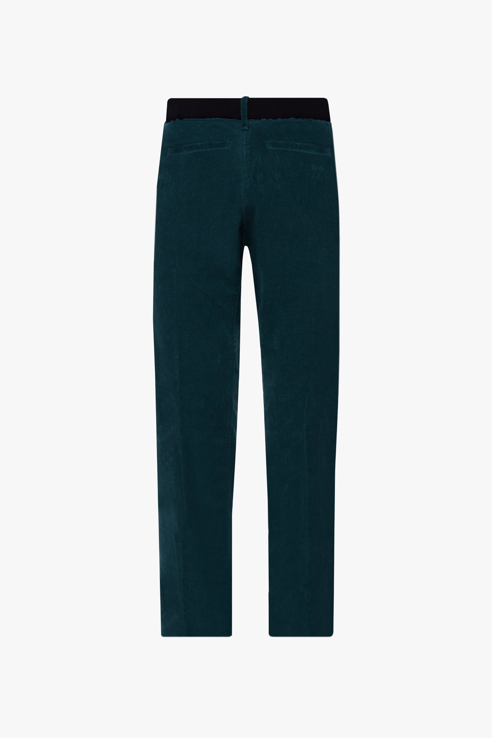 Pantalon à ceinture en velours côtelé - Vert & Noir