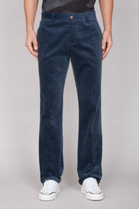 Pantalon à texture côtelée en velours - Bleu