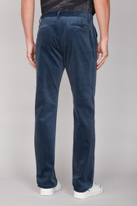 Pantalon à texture côtelée en velours - Bleu