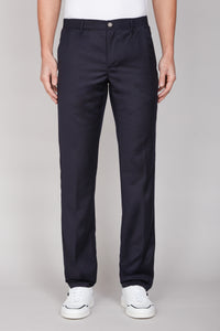 Pantalon chino à pli pressé en laine - Bleu