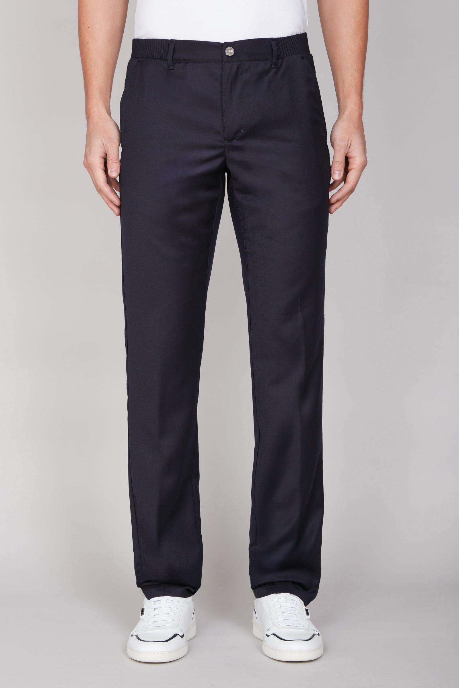 Pantalon chino à pli pressé en laine - Bleu