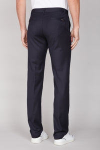 Pantalon chino à pli pressé en laine - Bleu