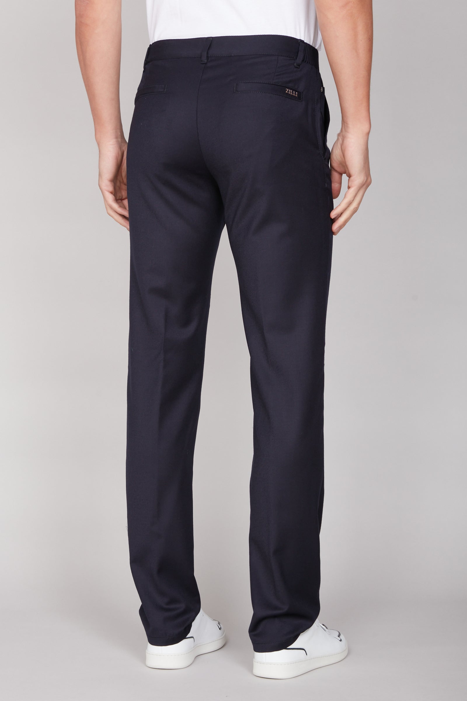 Pantalon chino à pli pressé en laine - Bleu