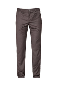 Pantalon à texture chinée en laine - Marron