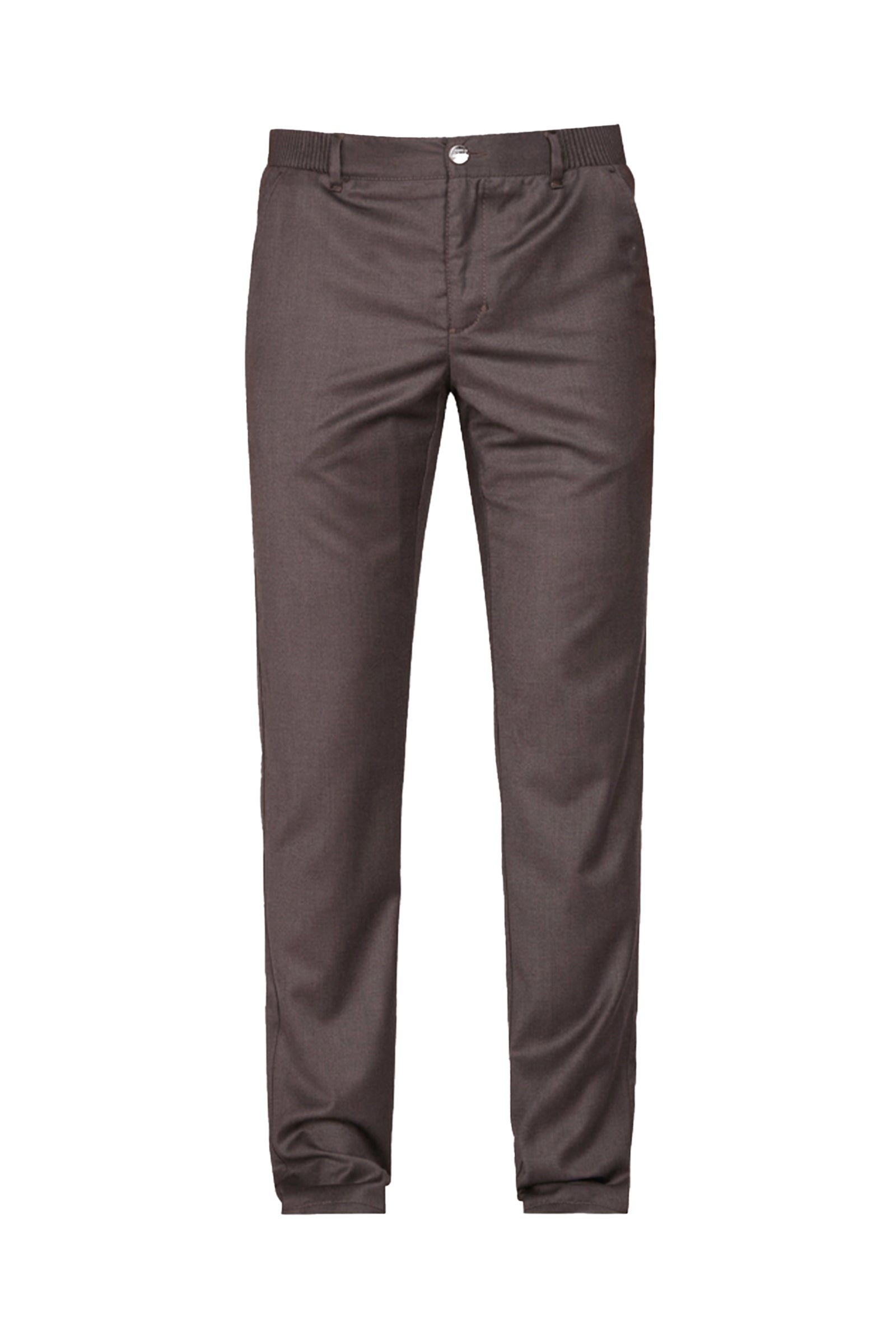 Pantalon à texture chinée en laine - Marron
