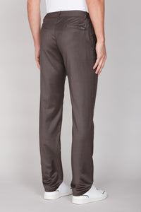 Pantalon à texture chinée en laine - Marron