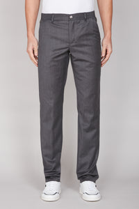 Pantalon à motif chevrons en laine - Gris