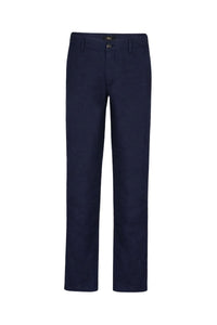 Pantalon droit chiné en lin - Bleu