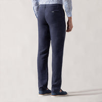 Pantalon droit chiné en lin - Bleu
