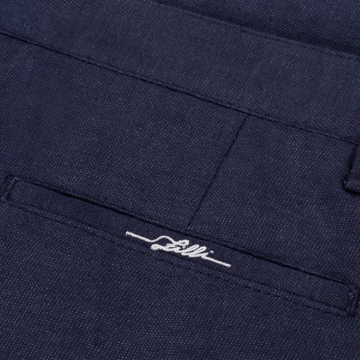Pantalon droit chiné en lin - Bleu