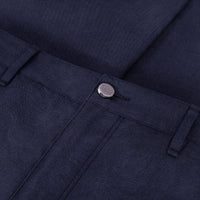 Pantalon droit chiné en lin - Bleu