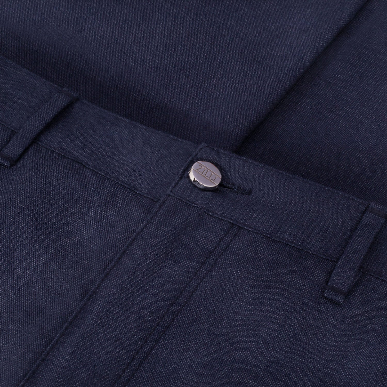 Pantalon droit chiné en lin - Bleu