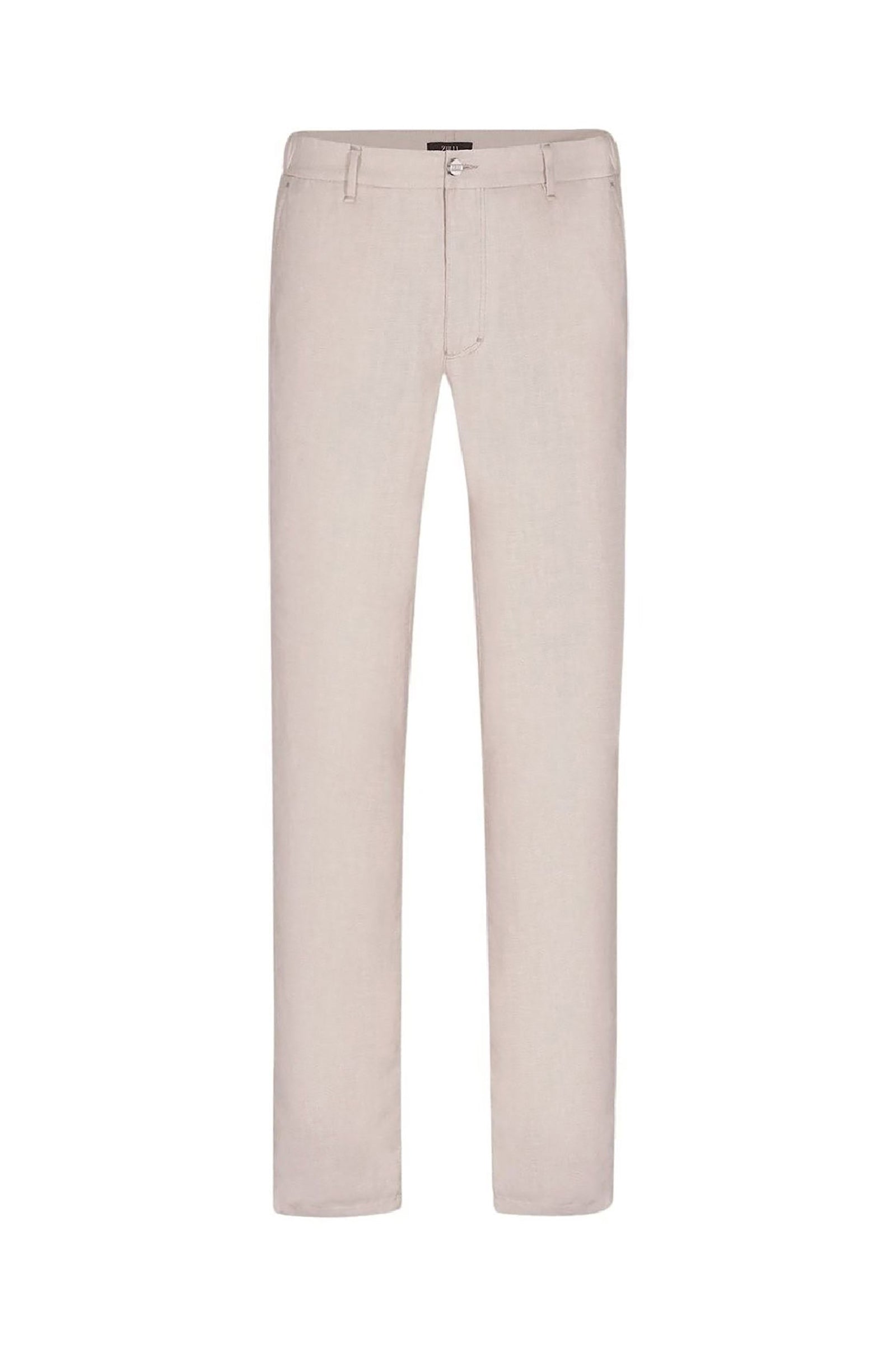 Pantalon droit texturé en lin - Beige