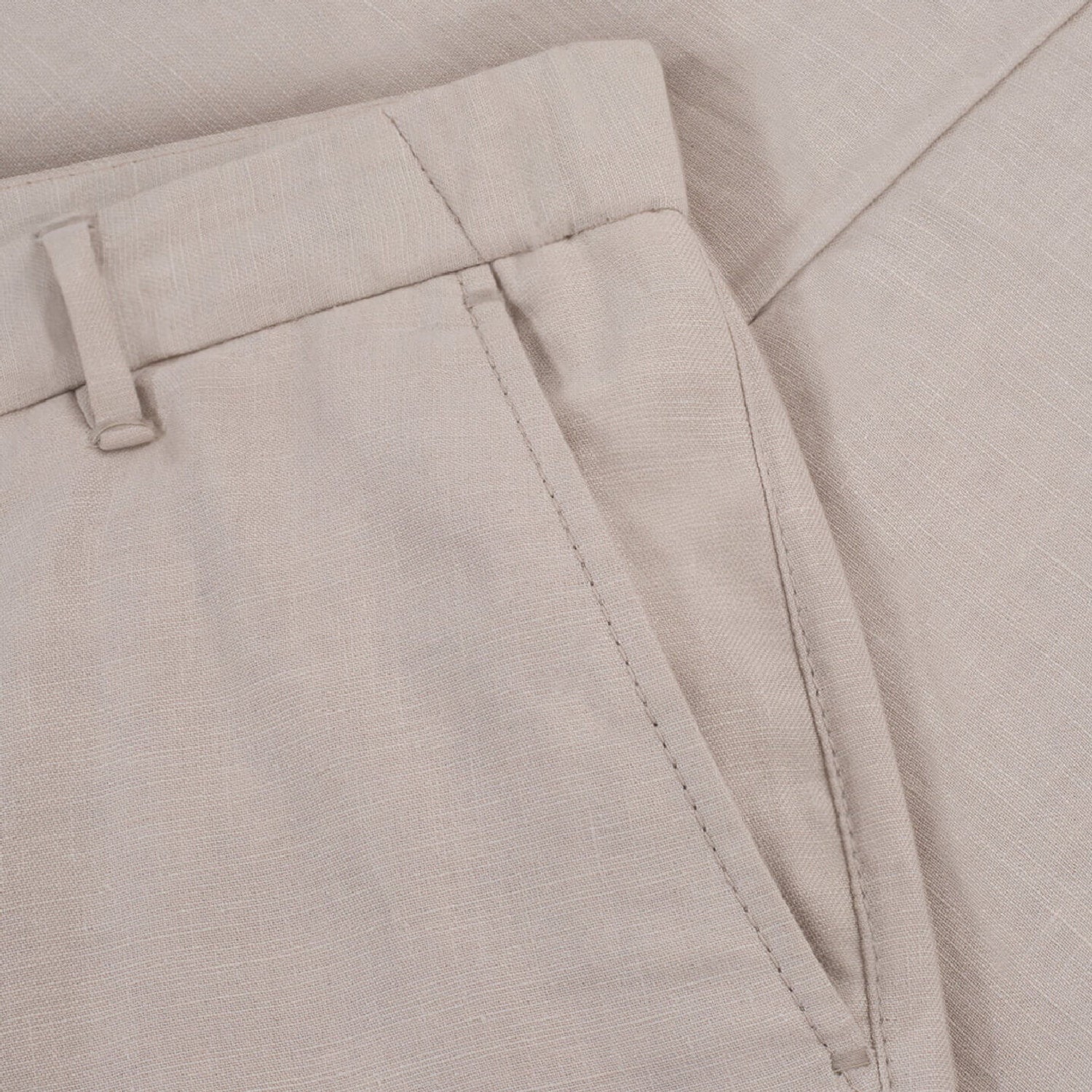 Pantalon droit texturé en lin - Beige