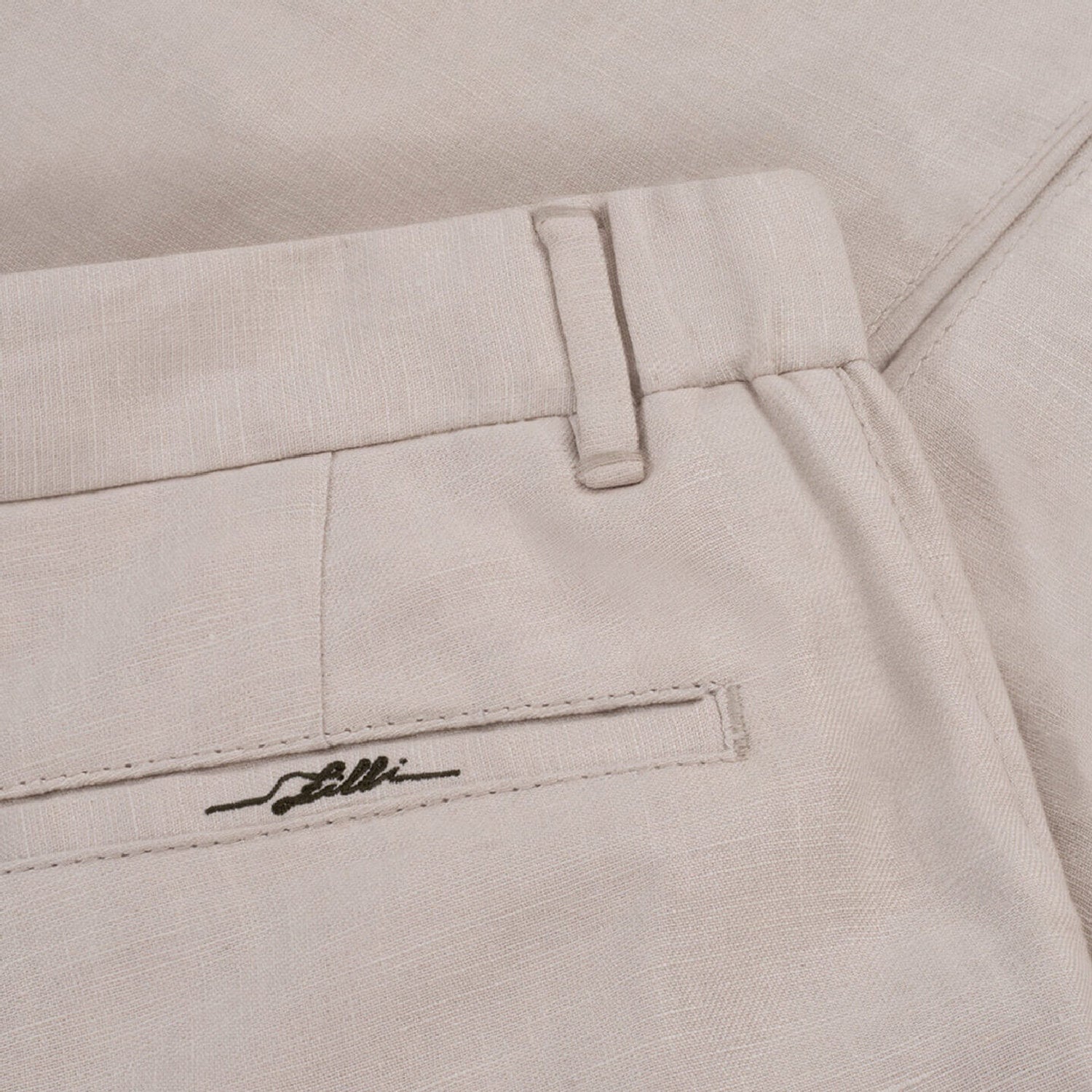 Pantalon droit texturé en lin - Beige