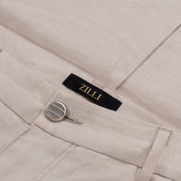 Pantalon droit texturé en lin - Beige