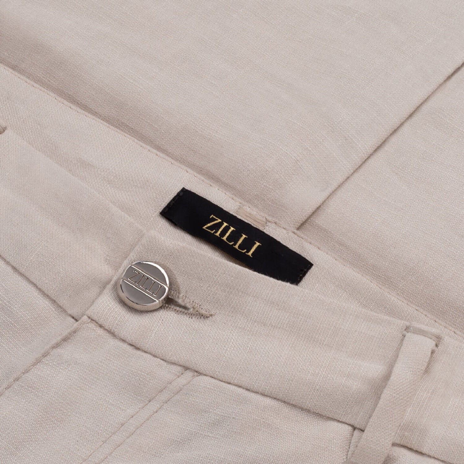 Pantalon droit texturé en lin - Beige