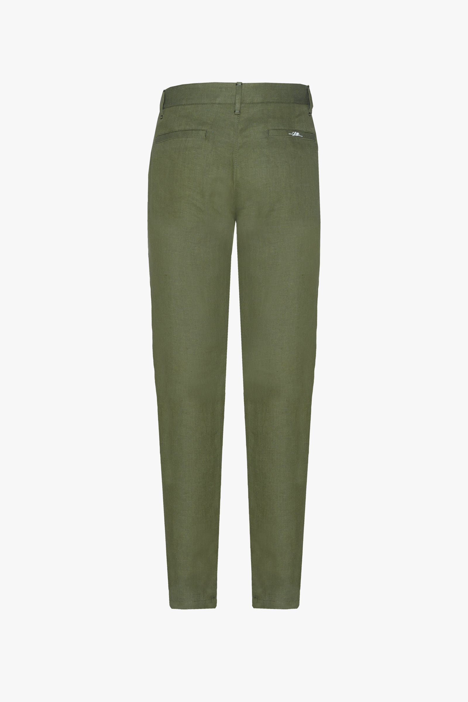 Straight-leg trousers with linen texture - Green