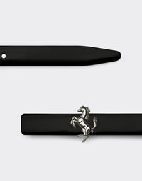 Ceinture unisexe avec Cheval cabré en cuir brossé - Nero