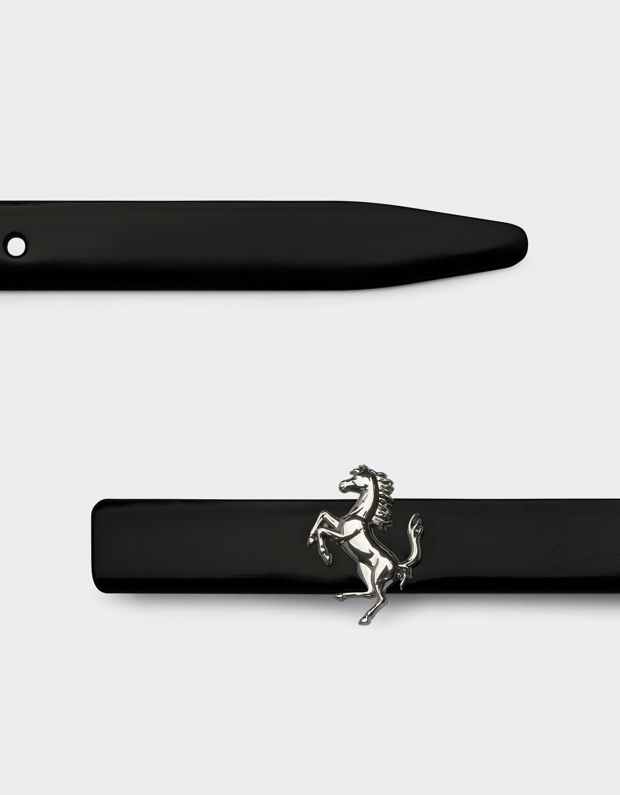Ceinture unisexe avec Cheval cabré en cuir brossé - Nero