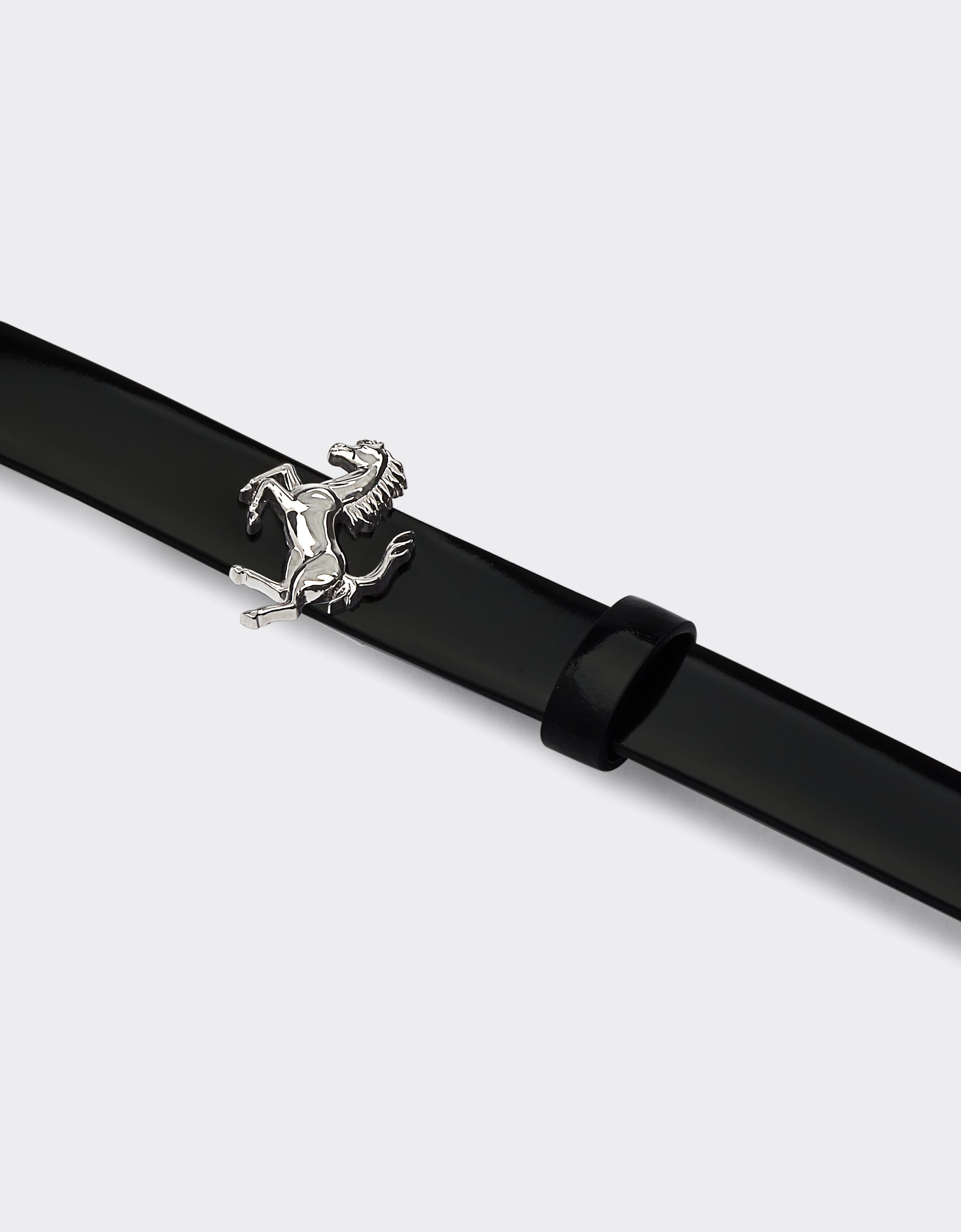Ceinture unisexe avec Cheval cabré en cuir brossé - Nero