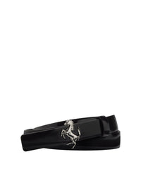 Ceinture unisexe avec Cheval cabré en cuir brossé - Nero