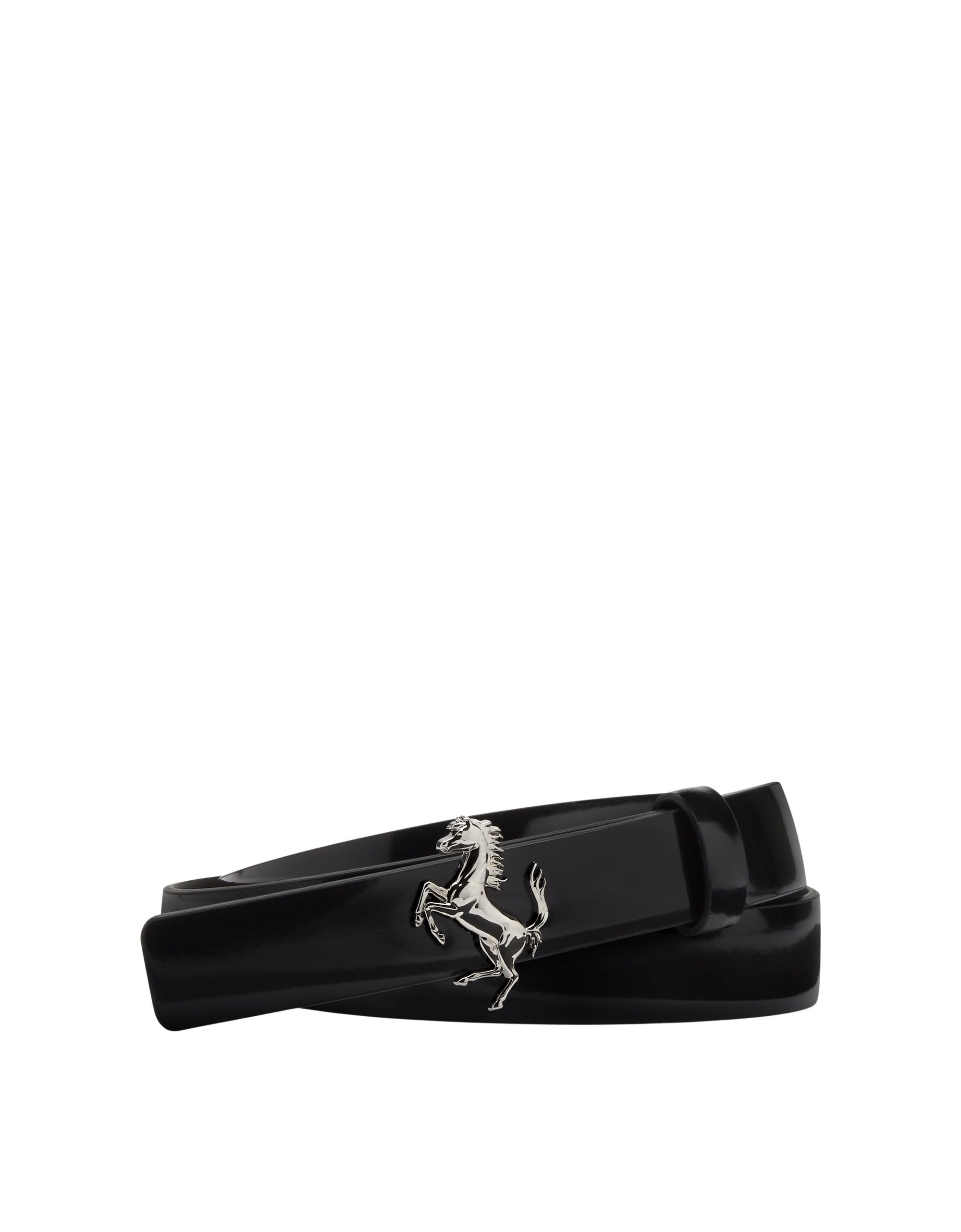 Ceinture unisexe avec Cheval cabré en cuir brossé - Nero