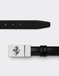 Ceinture unisexe réversible avec Cheval cabré en cuir - Nero