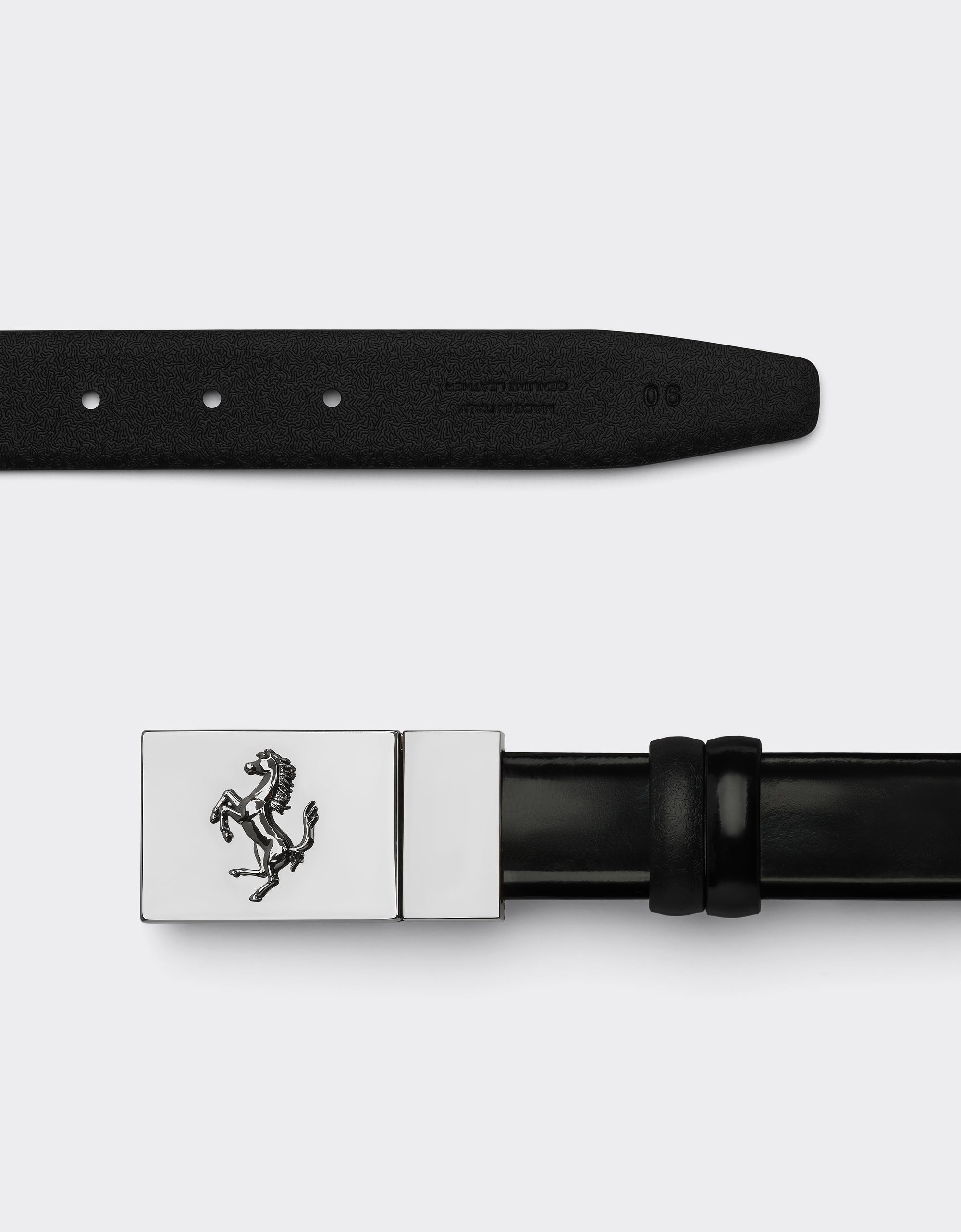 Ceinture unisexe réversible avec Cheval cabré en cuir - Nero