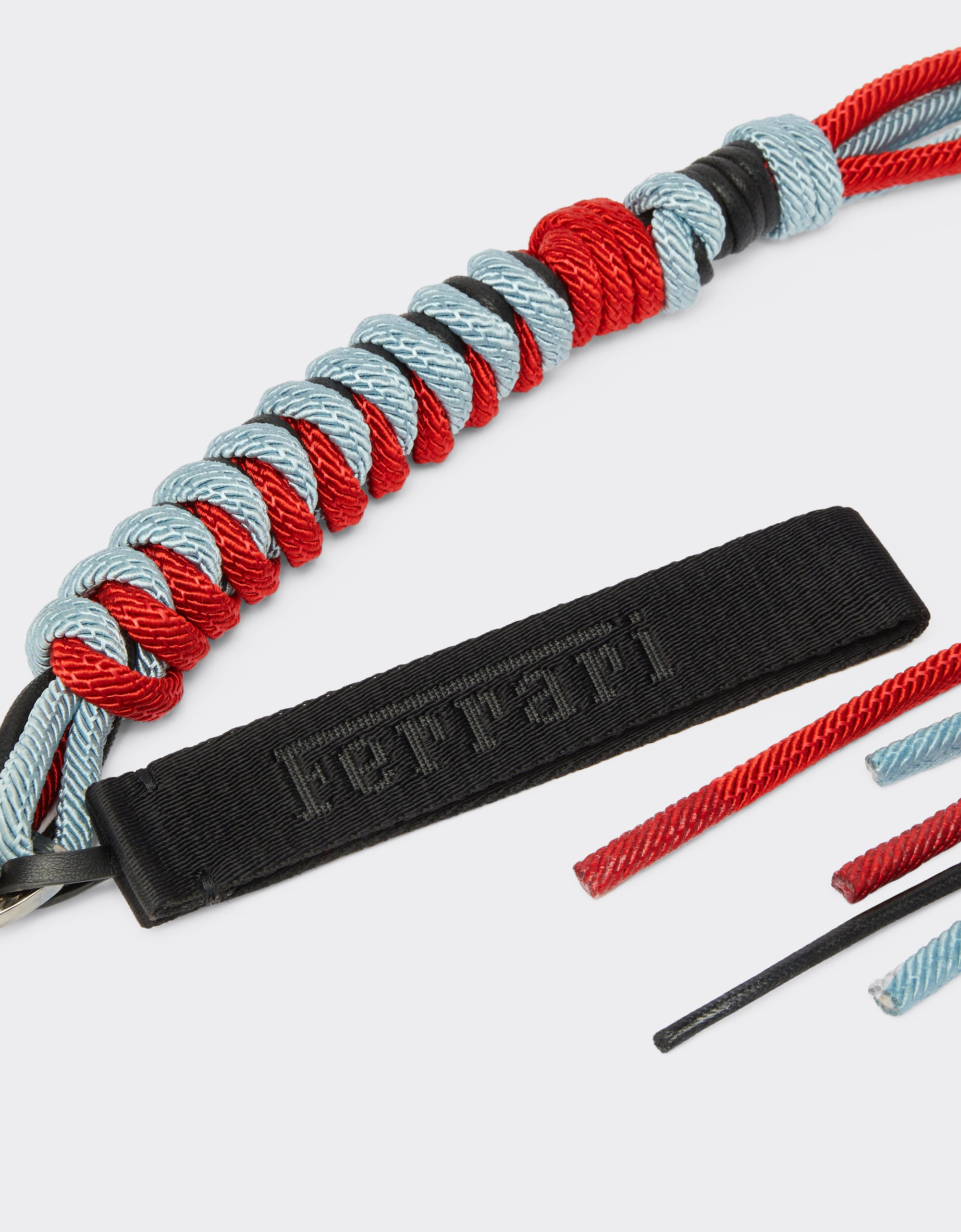 Porte-clés unisexe avec cordes et ruban jacquard - Azzurro
