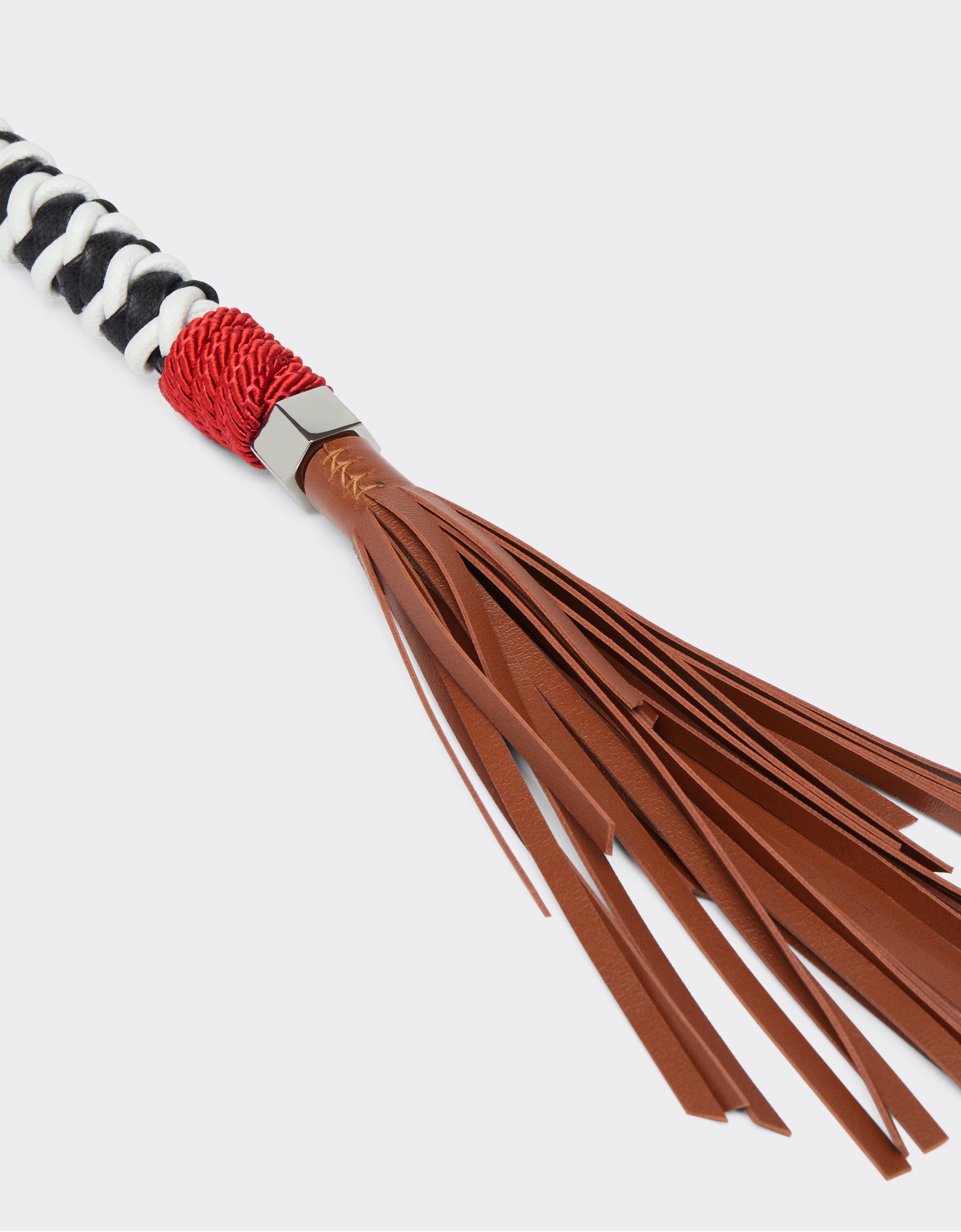 Porte-clés unisexe avec cordes et pompon en cuir - Rosso Dino