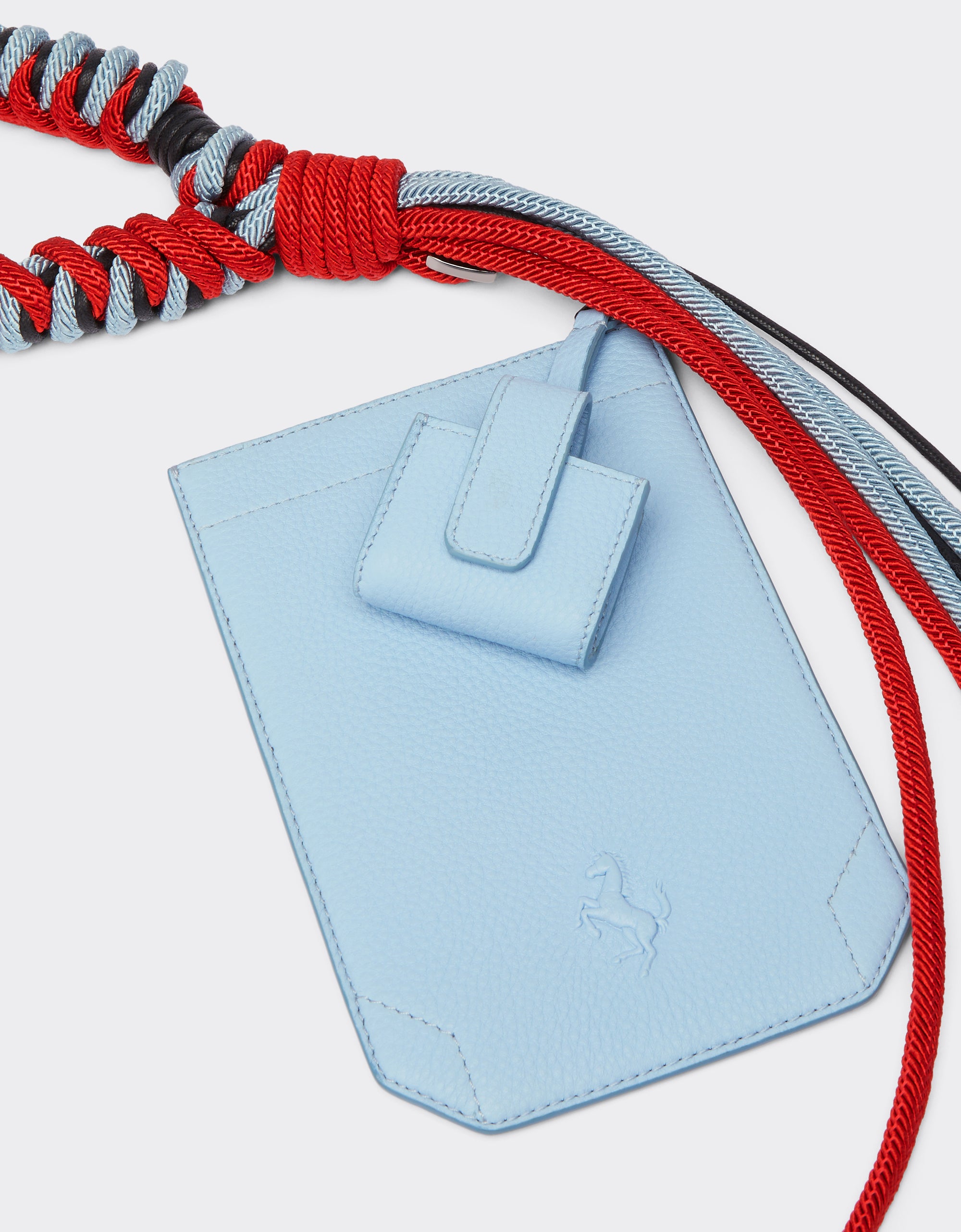 Étui pour téléphone et écouteurs unisexe en cuir - Azzurro