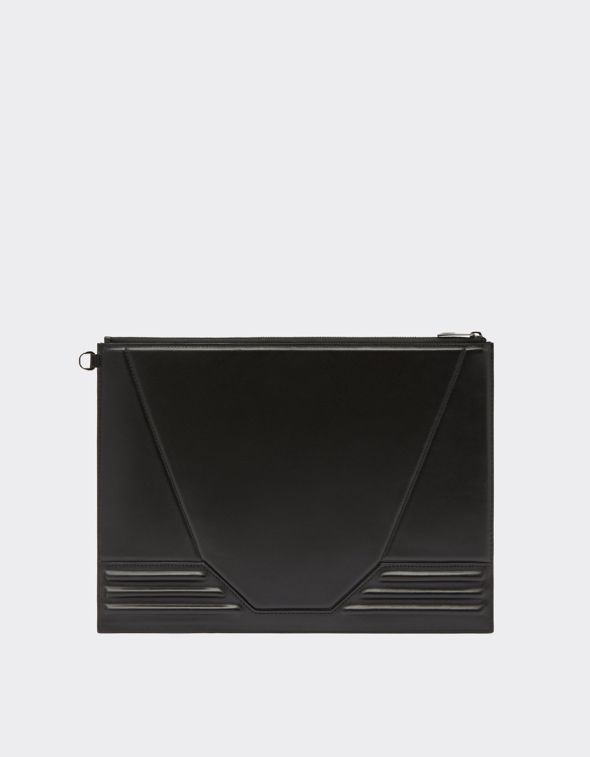 Pochette unisexe avec Cheval cabré en cuir - Nero