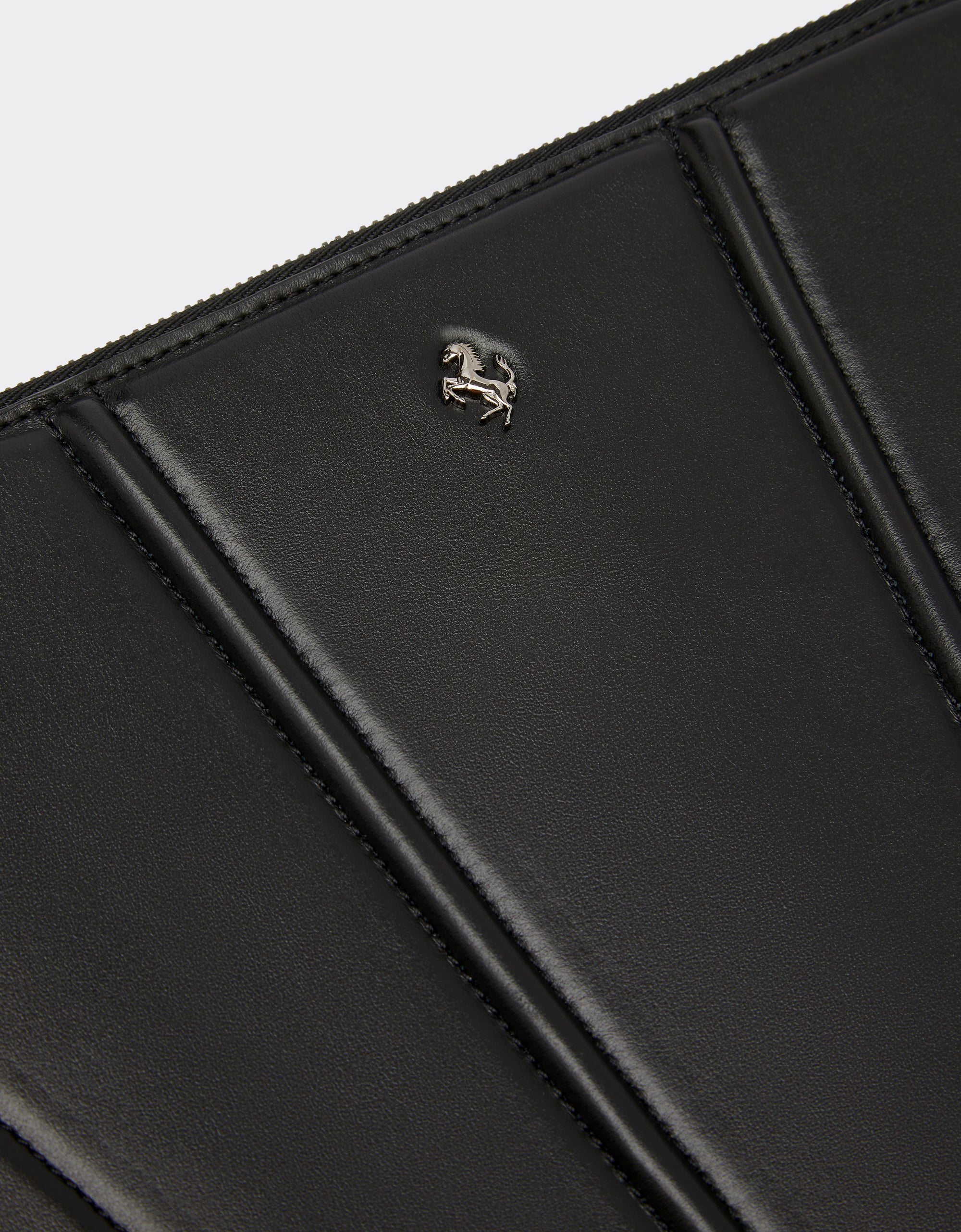 Pochette unisexe avec Cheval cabré en cuir - Nero