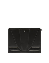 Pochette unisexe avec Cheval cabré en cuir - Nero