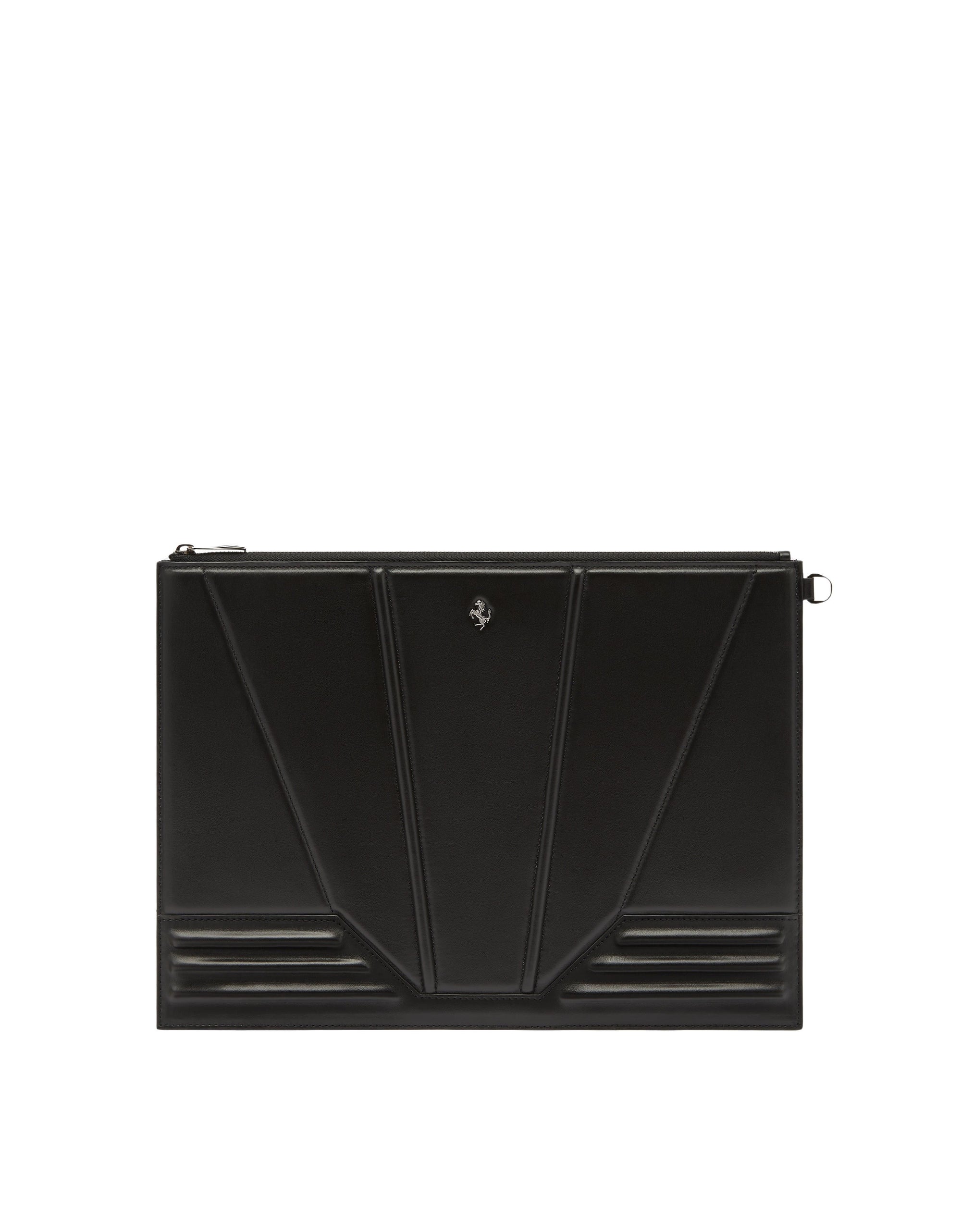 Pochette unisexe avec Cheval cabré en cuir - Nero