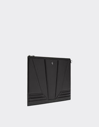 Pochette unisexe avec Cheval cabré en cuir - Nero