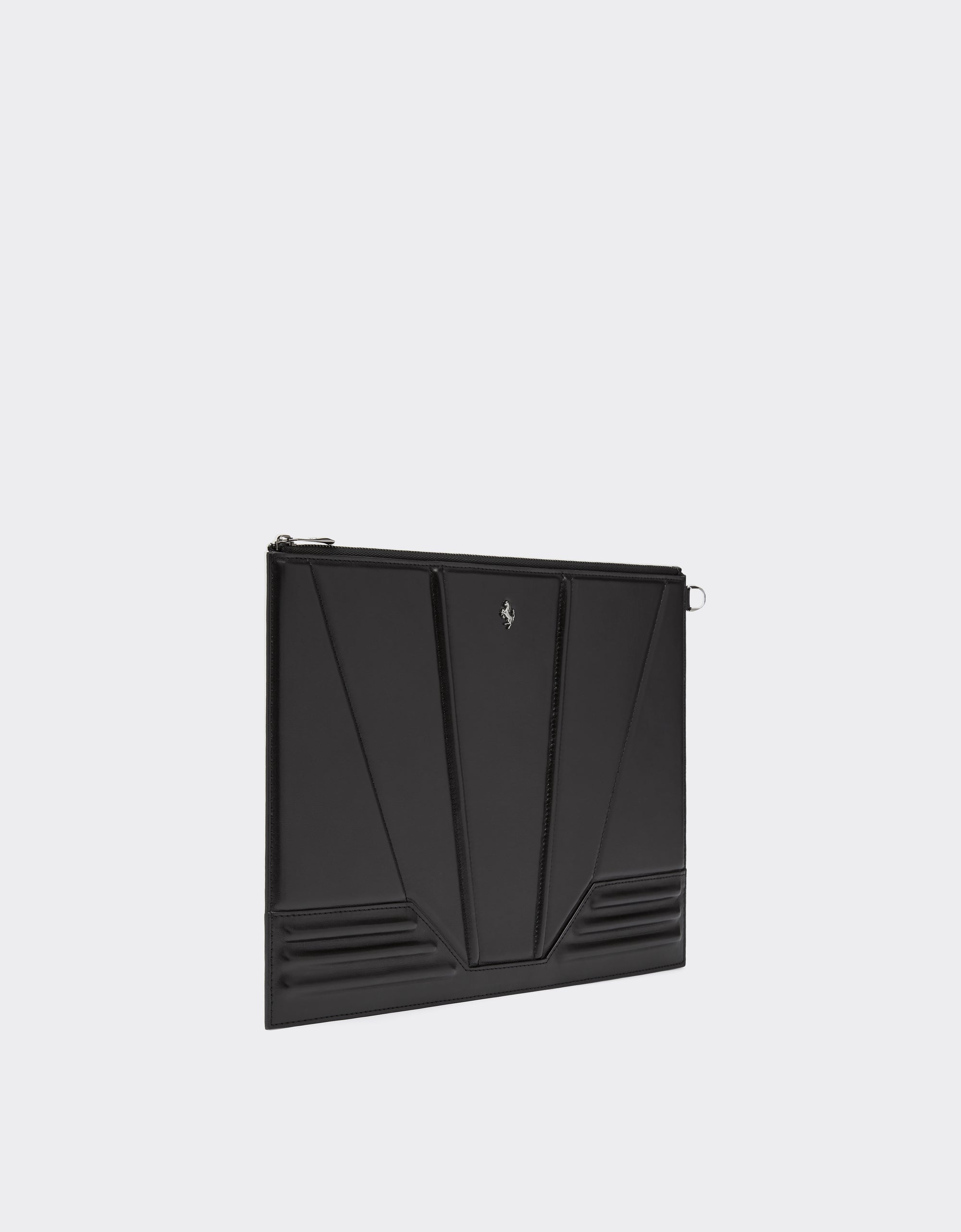 Pochette unisexe avec Cheval cabré en cuir - Nero